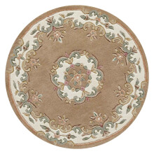 (BEIGE, Circle: 120cm) Traditional Pure Wool Rugs Hall Runner Round Circle Half Moon Mat Small Extra Large Carpet Eco Friendly Handmade