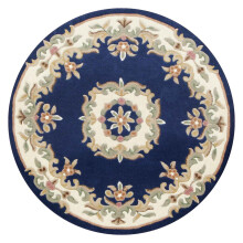(BLUE, Circle: 120cm) Traditional Pure Wool Rugs Hall Runner Round Circle Half Moon Mat Small Extra Large Carpet Eco Friendly Handmade