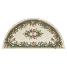 (CREAM GREEN, Half Moon : 69x137cm) Traditional Pure Wool Rugs Hall Runner Round Circle Half Moon Mat Small Extra Large Carpet Eco Friendly Handmade