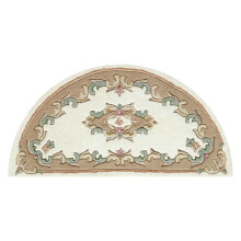 (CREAM BEIGE, Half Moon : 69x137cm) Traditional Pure Wool Rugs Hall Runner Round Circle Half Moon Mat Small Extra Large Carpet Eco Friendly Handmade