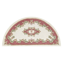 (CREAM ROSE, Half Moon : 69x137cm) Traditional Pure Wool Rugs Hall Runner Round Circle Half Moon Mat Small Extra Large Carpet Eco Friendly Handmade