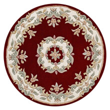 (RED, Circle: 120cm) Traditional Pure Wool Rugs Hall Runner Round Circle Half Moon Mat Small Extra Large Carpet Eco Friendly Handmade