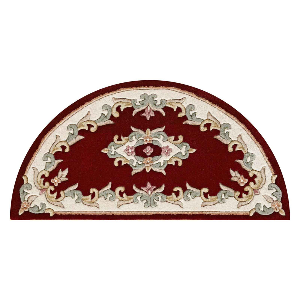 Oriental Weavers (Red, Half Moon : 69X137cm) Traditional Pure Wool Rugs Hall Runner Round Circle Half Moon Mat Small Extra Large Carpet Eco Friendly Handmade