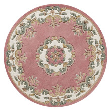(PINK, Circle: 120cm) Traditional Pure Wool Rugs Hall Runner Round Circle Half Moon Mat Small Extra Large Carpet Eco Friendly Handmade