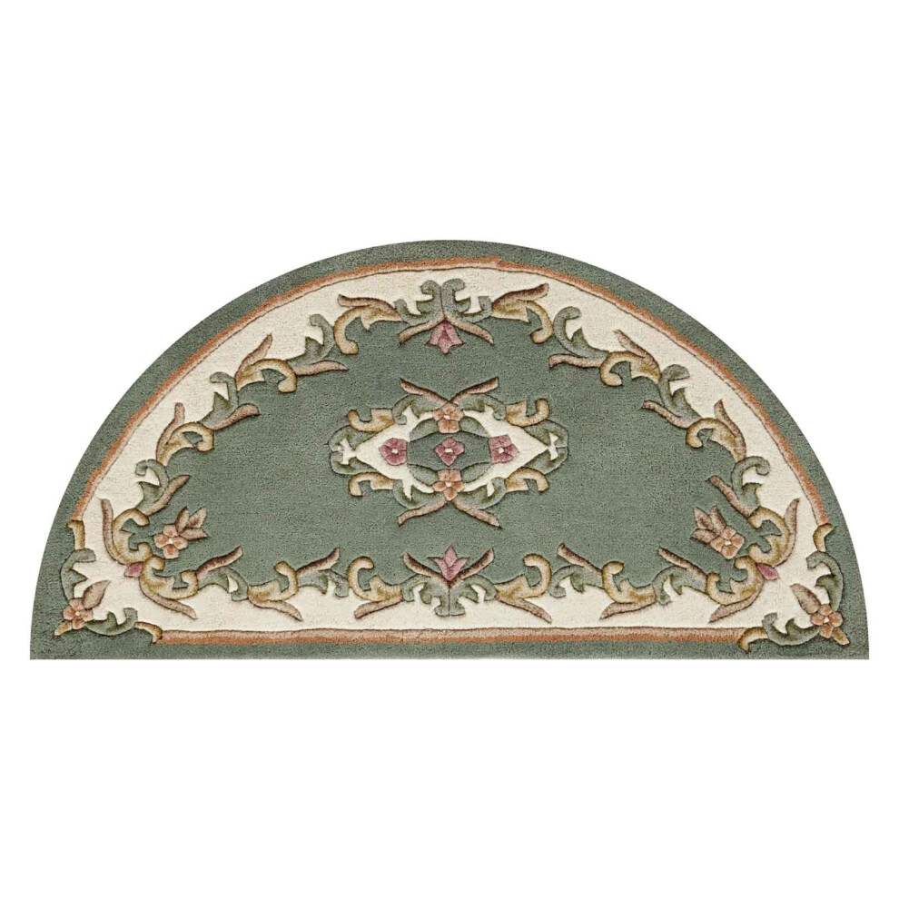 Oriental Weavers (Green, Half Moon : 69X137cm) Traditional Pure Wool Rugs Hall Runner Round Circle Half Moon Mat Small Extra Large Carpet Eco Friendly Handmade