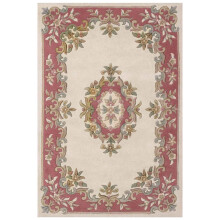 (CREAM ROSE, 200 x 285 cm) Traditional Pure Wool Rugs Hall Runner Round Circle Half Moon Mat Small Extra Large Carpet Eco Friendly Handmade