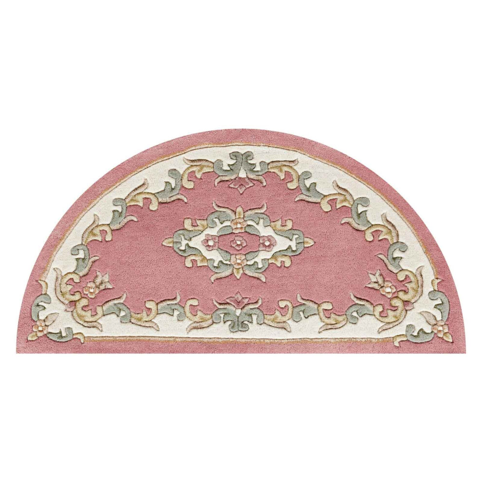Oriental Weavers (Pink, Half Moon : 69X137cm) Traditional Pure Wool Rugs Hall Runner Round Circle Half Moon Mat Small Extra Large Carpet Eco Friendly Handmade