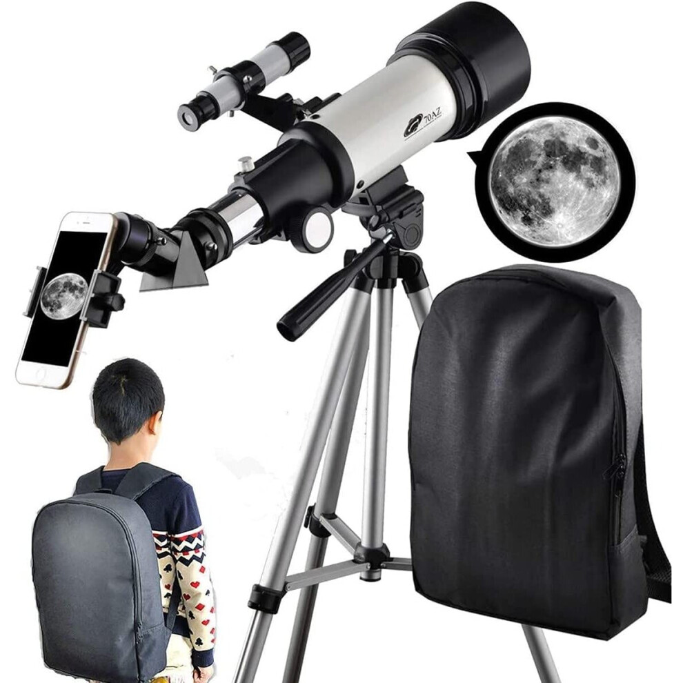 Telescopes for Adults 70mm Aperture 400mm AZ Mount, Astronomical Refractor Portable Telescope for Kids and Beginners with Backpack to Travel