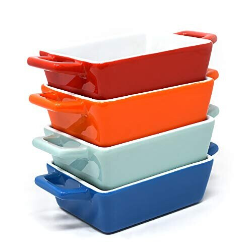 Set of 4 Mini Rectangle Ceramic Baking Dish