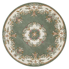 (GREEN, Circle: 120cm) Traditional Pure Wool Rugs Hall Runner Round Circle Half Moon Mat Small Extra Large Carpet Eco Friendly Handmade