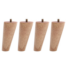 (Light Brown, 10CM) Set of 4 Wooden Oak Furniture Round Legs Feet