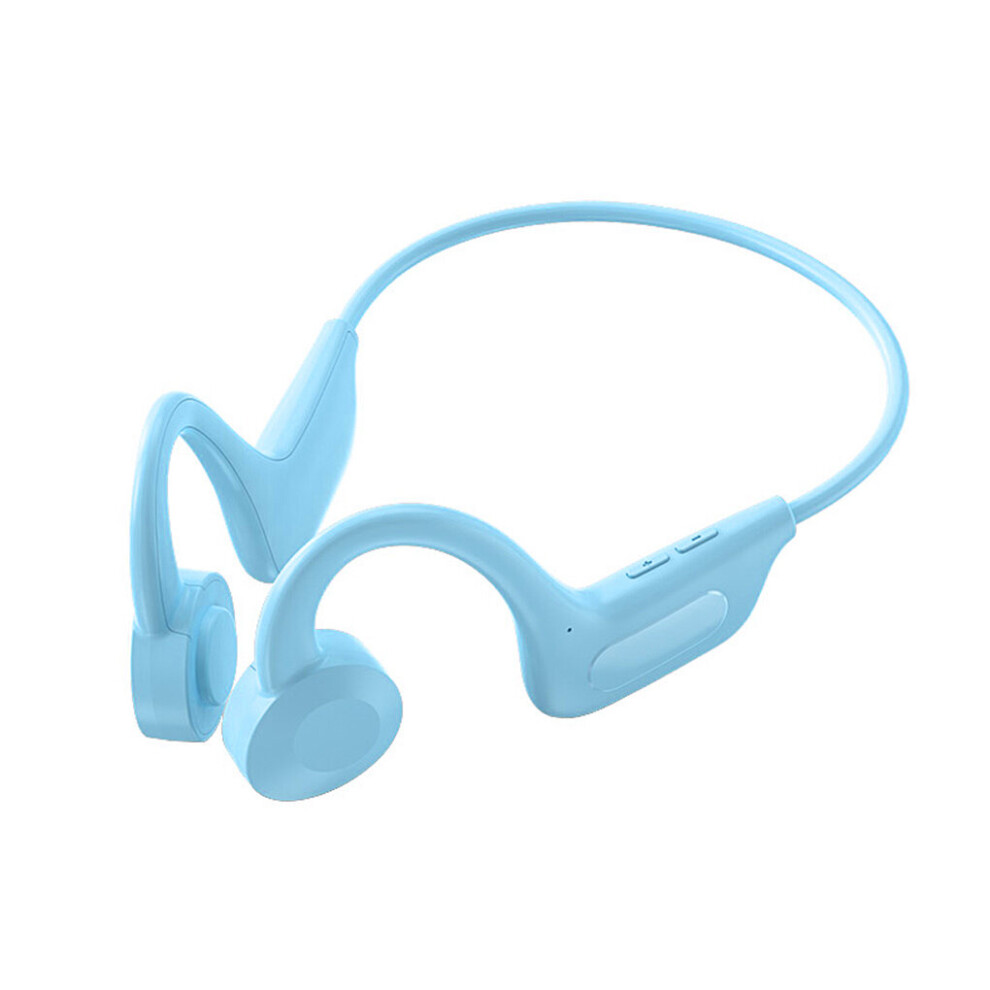 (Blue) Headphone Bone Conduction Tooth-Compatible V5.0 Earphone Ipx5 Waterproof Noise Cancelling Headset Blue 941345029748