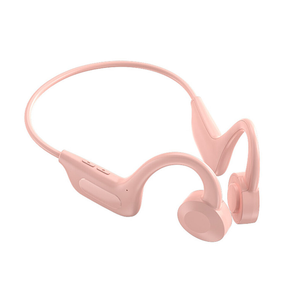 (Pink) Headphone Bone Conduction Bluetooth-Compatible V5.0 Earphone Ipx5 Waterproof Noise Cancelling Headset Pink 941345029755