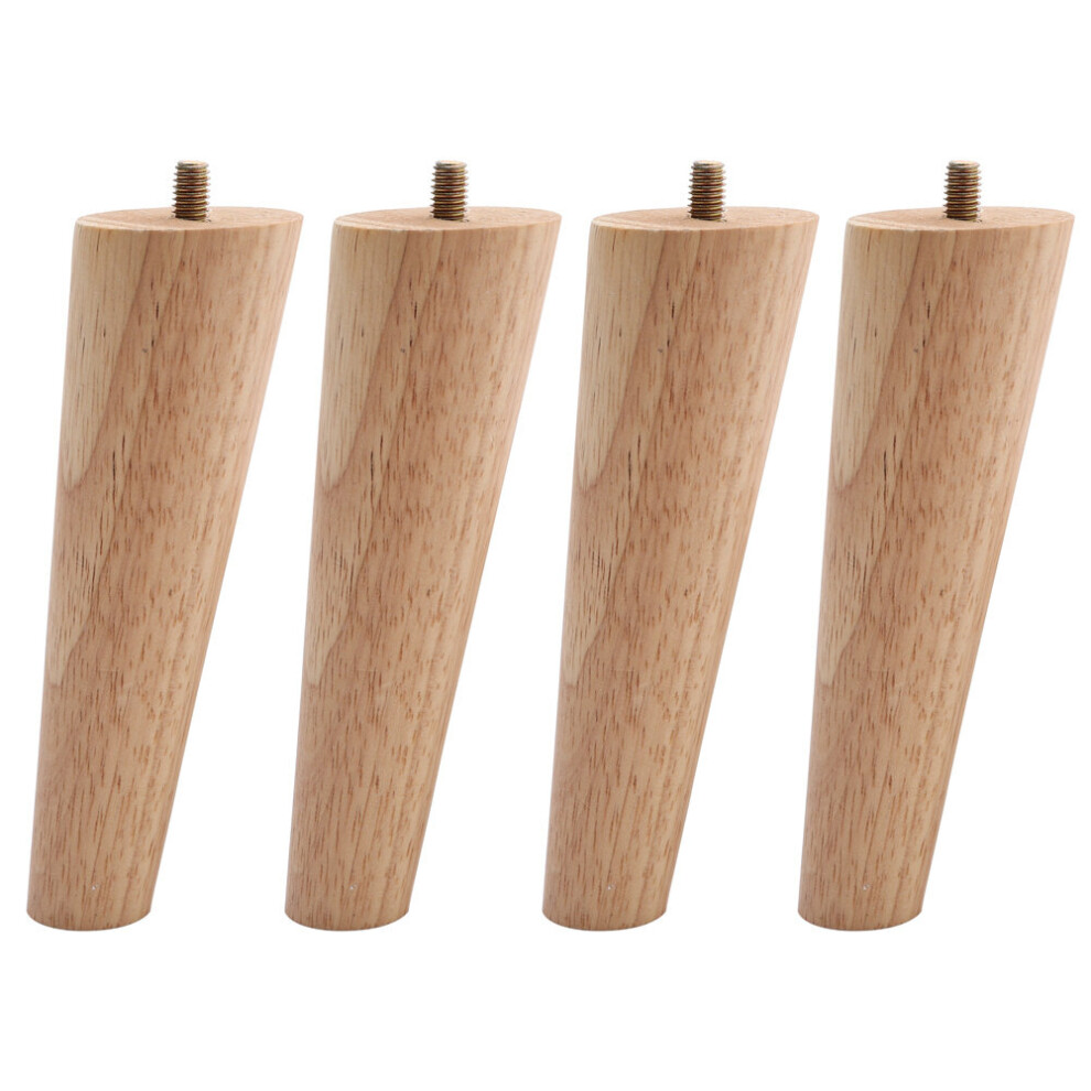 (Light Brown, 15CM) Set of 4 Wooden Oak Furniture Round Legs Feet