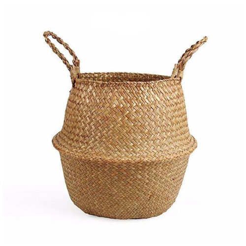 (Brown) Colour Block Wicker Baskets Home Storage