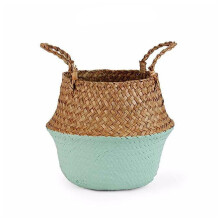 (Pale Olive) Colour Block Wicker Baskets Home Storage