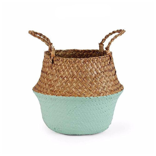(Pale Olive) Colour Block Wicker Baskets Home Storage
