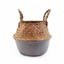 (Grey) Colour Block Wicker Baskets Home Storage