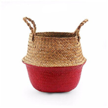 (Red) Colour Block Wicker Baskets Home Storage