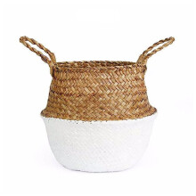 (White) Colour Block Wicker Baskets Home Storage