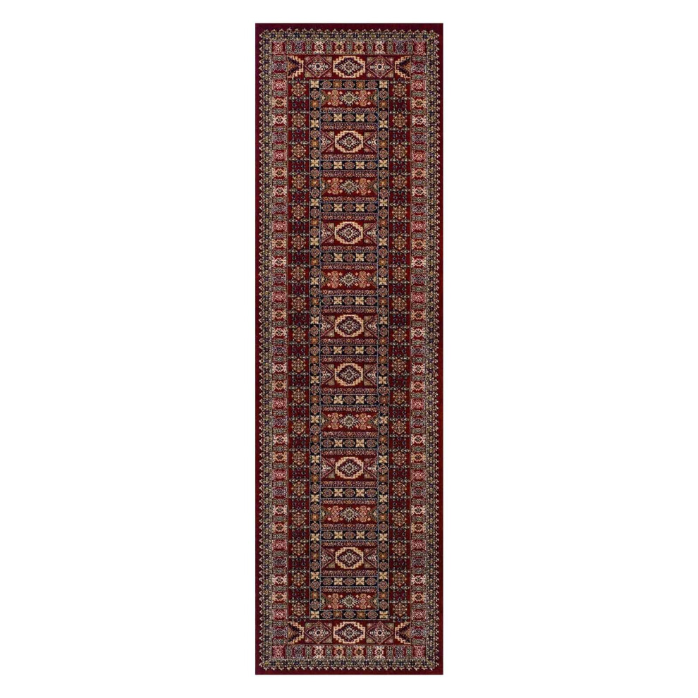 (Persian Boxes - Red, Runner : 68 x 235 cm) Luxury Traditional Oriental Pure Wool Rugs Hallway Runner Small Extra Large Rug Soft Area Carpet Eco Frien