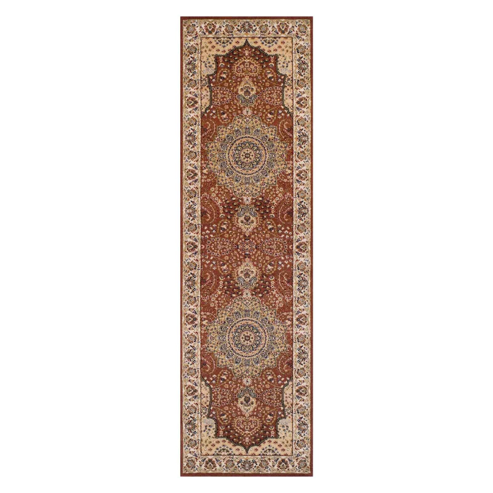 (Persian - Beige, Runner : 68 x 235 cm) Luxury Traditional Oriental Pure Wool Rugs Hallway Runner Small Extra Large Rug Soft Area Carpet Eco Friendly