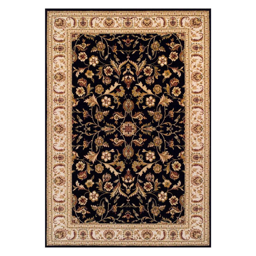 (Persian Leaf - Black, 80 x 150 cm) Luxury Traditional Oriental Pure Wool Rugs Hallway Runner Small Extra Large Rug Soft Area Carpet Eco Friendly Hand