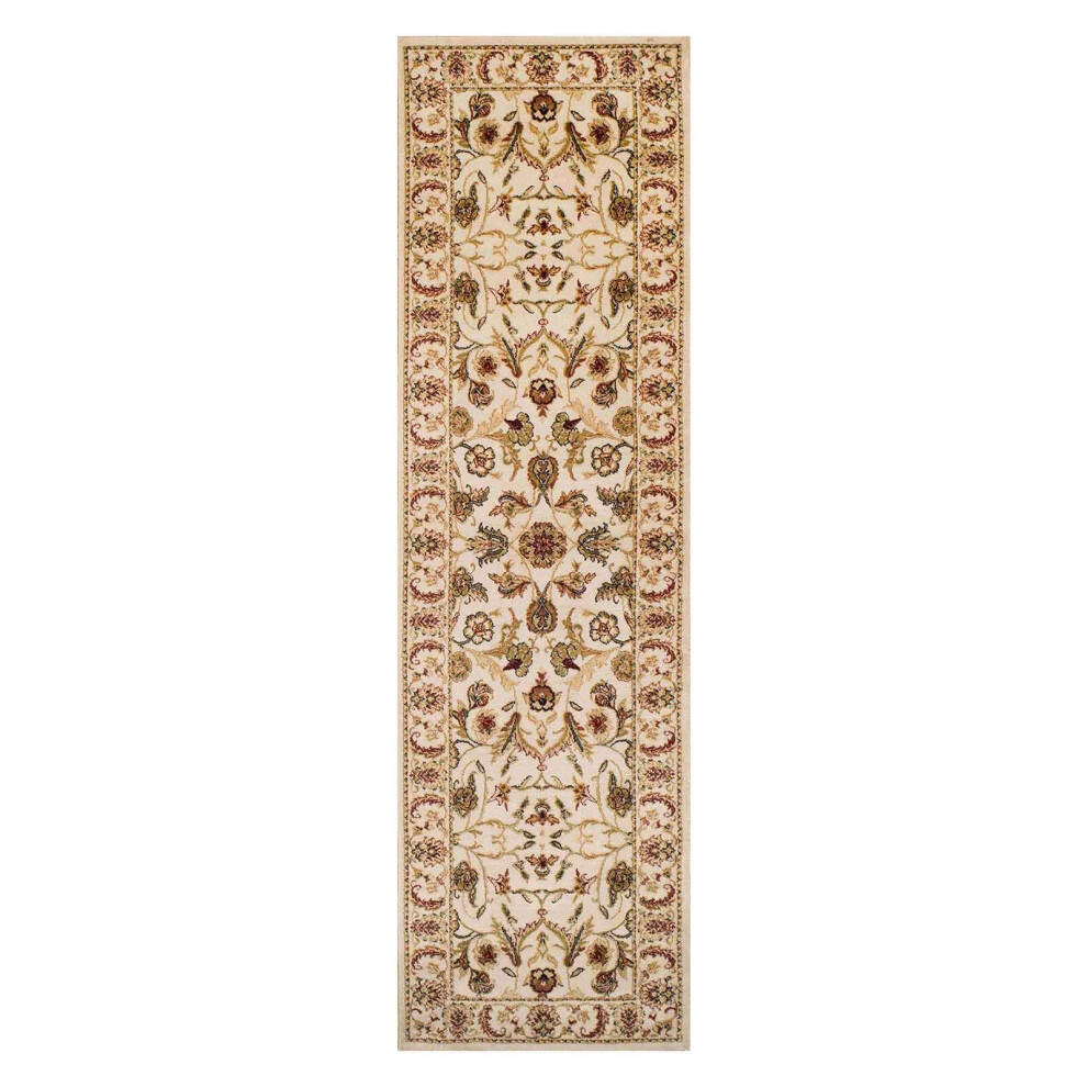 (Persian Leaf - Cream, Runner : 68 x 235 cm) Luxury Traditional Oriental Pure Wool Rugs Hallway Runner Small Extra Large Rug Soft Area Carpet Eco Frie