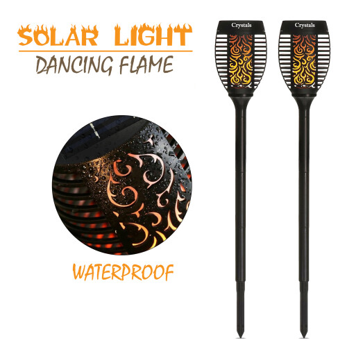 (2) 96 LED Torch Solar Light Garden Dancing Flickering Flame LAMP