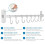 40cm Aluminium Self Adhesive Silver Kitchen Utensil Rack, with 8 hooks 3