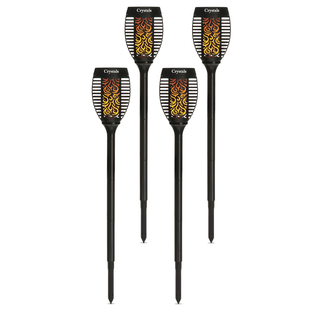 (4) 96 LED Torch Solar Light Garden Dancing Flickering Flame LAMP