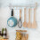 40cm Aluminium Self Adhesive Silver Kitchen Utensil Rack, with 8 hooks 5