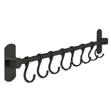 40cm Aluminium Self Adhesive Black Kitchen Utensil Rack, with 8 Hooks