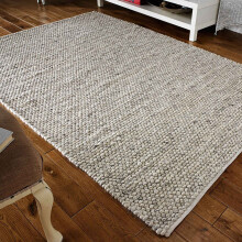 (GREY, Runner : 60 x 230 cm) Plain Neutral Handmade 100% Wool Rug Eco Friendly Handmade Natural Colour Area Rugs Large Hallway Runner