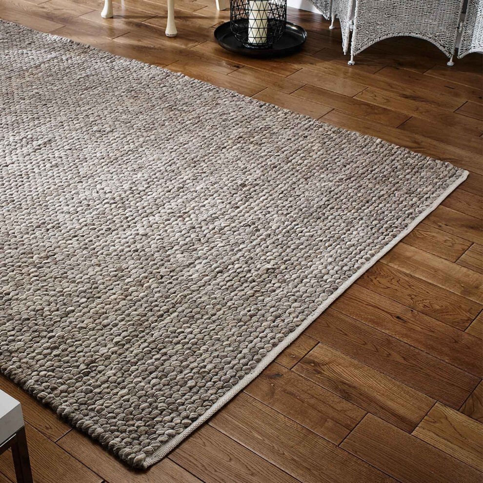 (TAUPE, 200 x 290 cm) Plain Neutral Handmade 100% Wool Rug Eco Friendly Handmade Natural Colour Area Rugs Large Hallway Runner