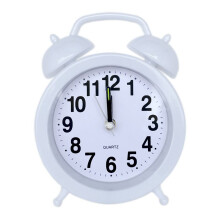(White) Retro Loud Alarm Clock Double Bell Mechanical Key Wound Silent Pointer Clock