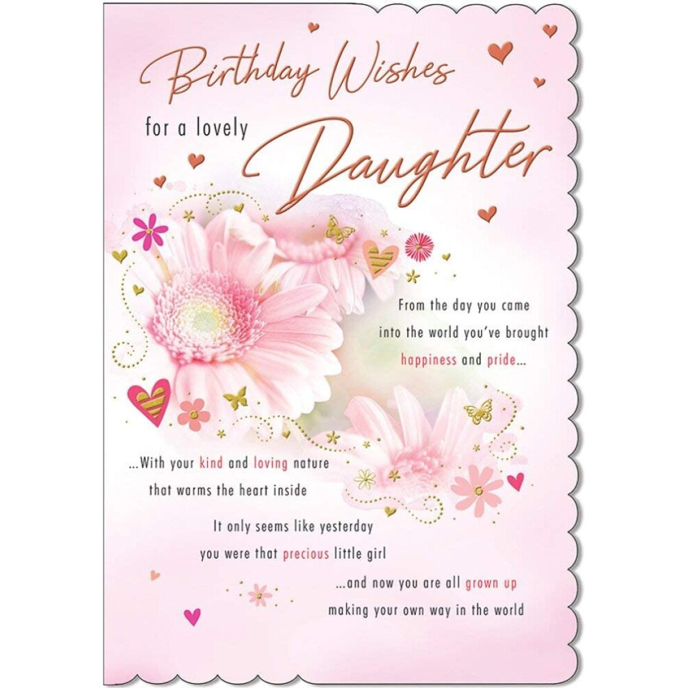 Piccadilly Greetings Traditional Birthday Card Daughter - 9 X 6 Inches