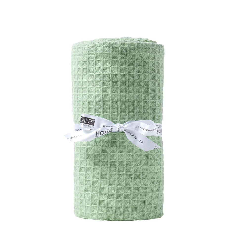 Homescapes (90 X 112 Cm, ) Organic Cotton Waffle Baby Blanket Green