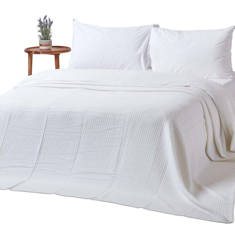 Homescapes (250 X 230 Cm, White) Organic Cotton Waffle Baby Blanket