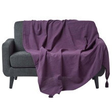 (225 x 255 cm, Purple) Cotton Rajput Ribbed Throw