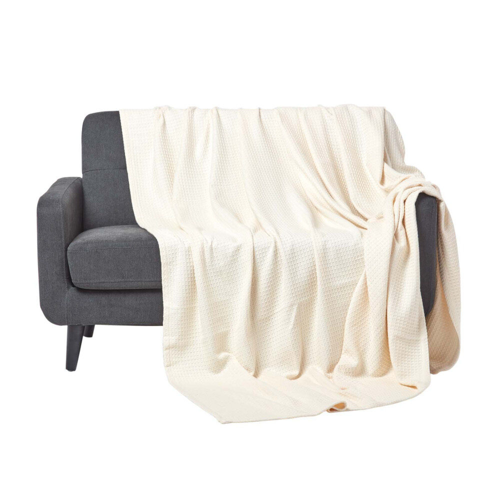 (178 X 228 Cm, Natural) Organic Cotton Waffle Baby Blanket Homescapes