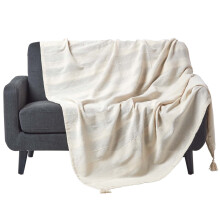 (150 x 200 cm, Natural) Cotton Rajput Ribbed Throw