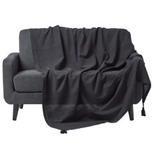(225 x 255 cm, Black) Cotton Rajput Ribbed Throw