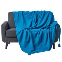 (225 x 255 cm, Teal) Cotton Rajput Ribbed Throw