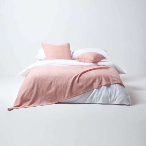 Homescapes (150 x 200 cm, Pink) Cotton Rajput Ribbed Throw 2