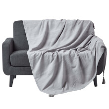 (225 x 255 cm, Silver Grey) Cotton Rajput Ribbed Throw