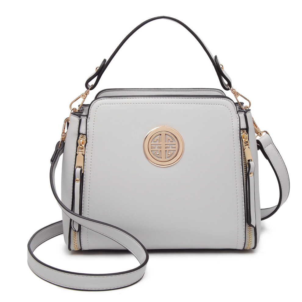 (Grey) MISS LULU - Leather Look Practical Crossbody Bag