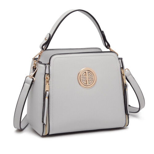 Miss Lulu (Grey) MISS LULU - Leather Look Practical Crossbody Bag 2
