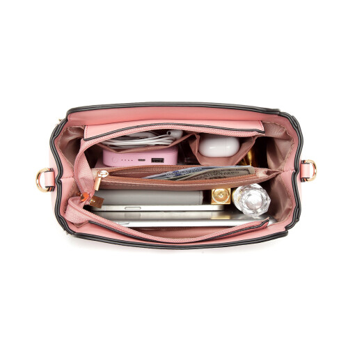 Miss Lulu (Pink) MISS LULU - Leather Look Practical Crossbody Bag 1