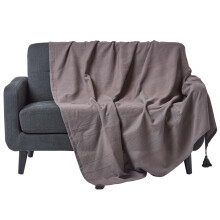 (225 x 255 cm, Sea Grey) Cotton Rajput Ribbed Throw